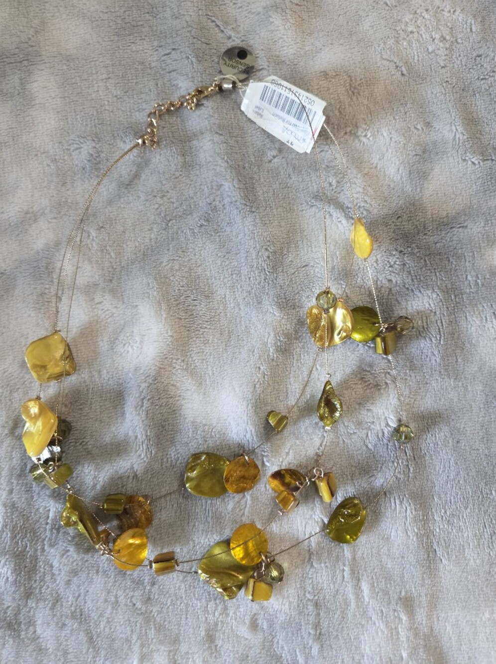 Macy's Yellow Layered Bead and Shell Accent Necklace